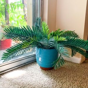 Artificial Plant with Turquoise Painted Clay Pot